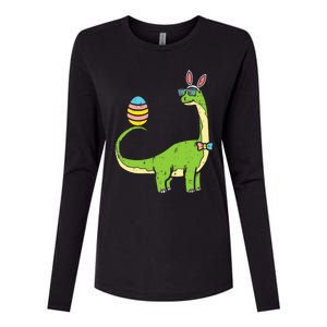 Brontosaurus Bunny Ears Egg Easter Day Dinosaur Dino Gift Womens Cotton Relaxed Long Sleeve T-Shirt