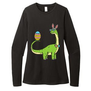 Brontosaurus Bunny Ears Egg Easter Day Dinosaur Dino Gift Womens CVC Long Sleeve Shirt