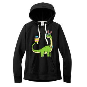 Brontosaurus Bunny Ears Egg Easter Day Dinosaur Dino Gift Women's Fleece Hoodie