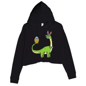 Brontosaurus Bunny Ears Egg Easter Day Dinosaur Dino Gift Crop Fleece Hoodie