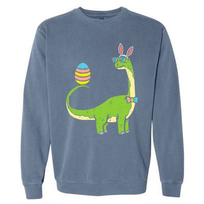 Brontosaurus Bunny Ears Egg Easter Day Dinosaur Dino Gift Garment-Dyed Sweatshirt