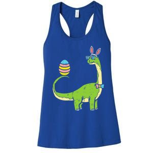 Brontosaurus Bunny Ears Egg Easter Day Dinosaur Dino Gift Women's Racerback Tank