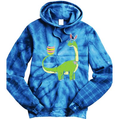 Brontosaurus Bunny Ears Egg Easter Day Dinosaur Dino Gift Tie Dye Hoodie