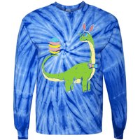 Brontosaurus Bunny Ears Egg Easter Day Dinosaur Dino Gift Tie-Dye Long Sleeve Shirt