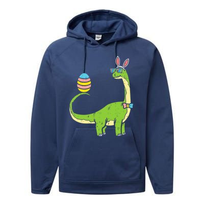 Brontosaurus Bunny Ears Egg Easter Day Dinosaur Dino Gift Performance Fleece Hoodie