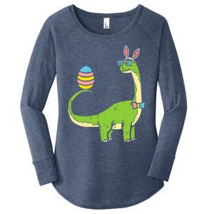 Brontosaurus Bunny Ears Egg Easter Day Dinosaur Dino Gift Women's Perfect Tri Tunic Long Sleeve Shirt