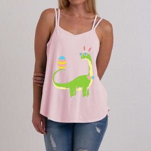 Brontosaurus Bunny Ears Egg Easter Day Dinosaur Dino Gift Women's Strappy Tank