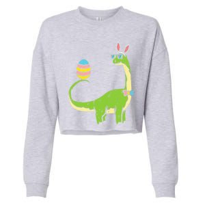 Brontosaurus Bunny Ears Egg Easter Day Dinosaur Dino Gift Cropped Pullover Crew