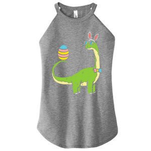 Brontosaurus Bunny Ears Egg Easter Day Dinosaur Dino Gift Women's Perfect Tri Rocker Tank