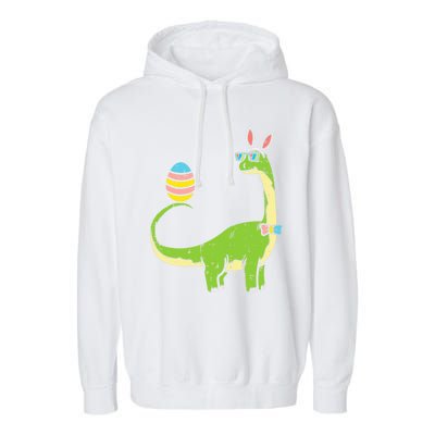 Brontosaurus Bunny Ears Egg Easter Day Dinosaur Dino Gift Garment-Dyed Fleece Hoodie