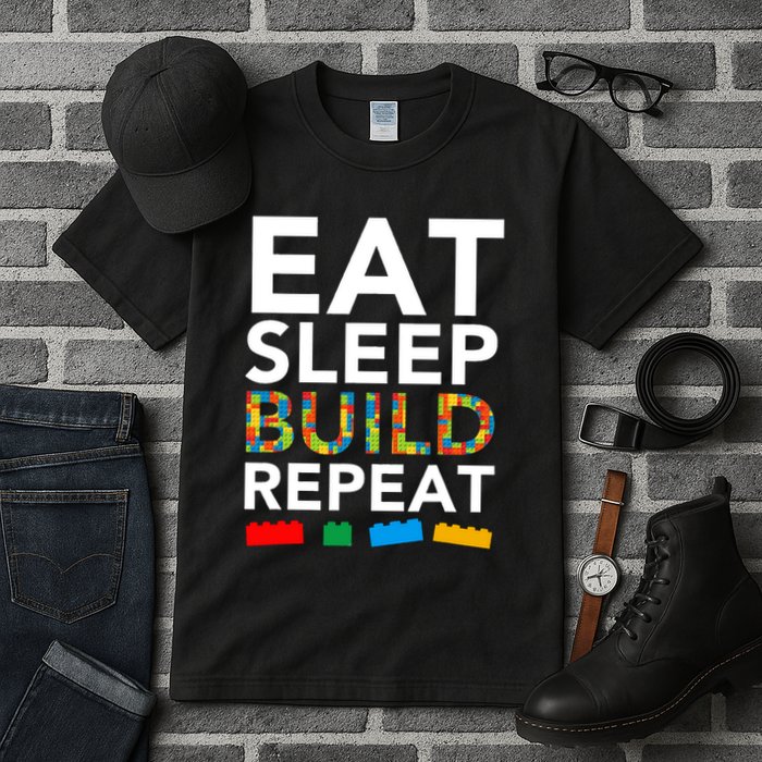 Building Blocks Eat Sleep Build Repeat Tall T-Shirt