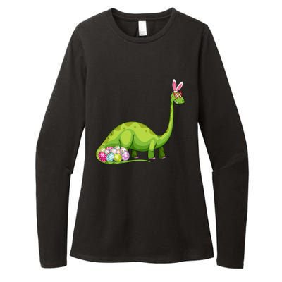 Brontosaurus Bunny Ears Egg Easter Day Dinosaur Dino Gift Womens CVC Long Sleeve Shirt