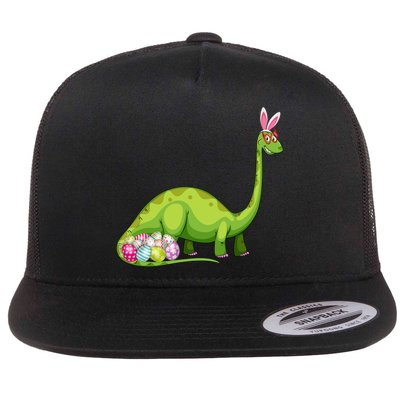 Brontosaurus Bunny Ears Egg Easter Day Dinosaur Dino Gift Flatbill Hat