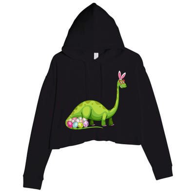 Brontosaurus Bunny Ears Egg Easter Day Dinosaur Dino Gift Crop Fleece Hoodie