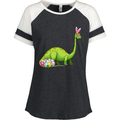 Brontosaurus Bunny Ears Egg Easter Day Dinosaur Dino Gift Enza Ladies Jersey Colorblock Tee