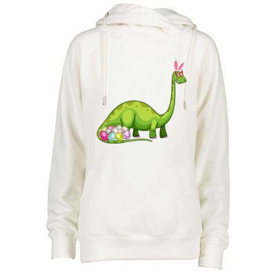 Brontosaurus Bunny Ears Egg Easter Day Dinosaur Dino Gift Womens Funnel Neck Pullover Hood