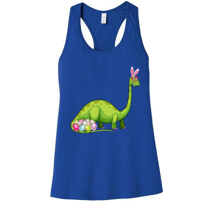 Brontosaurus Bunny Ears Egg Easter Day Dinosaur Dino Gift Women's Racerback Tank