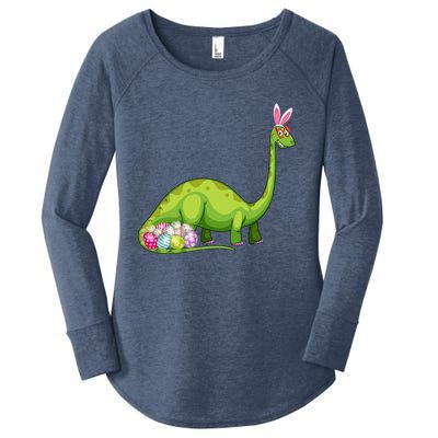 Brontosaurus Bunny Ears Egg Easter Day Dinosaur Dino Gift Women's Perfect Tri Tunic Long Sleeve Shirt