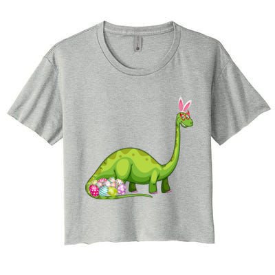 Brontosaurus Bunny Ears Egg Easter Day Dinosaur Dino Gift Women's Crop Top Tee