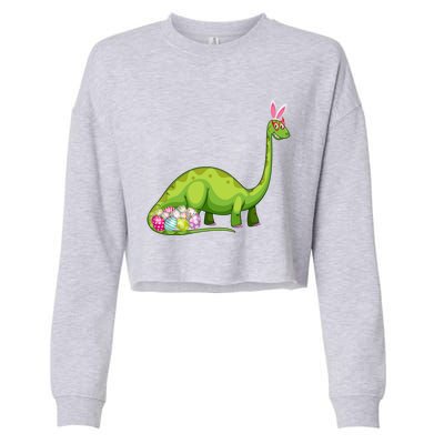 Brontosaurus Bunny Ears Egg Easter Day Dinosaur Dino Gift Cropped Pullover Crew