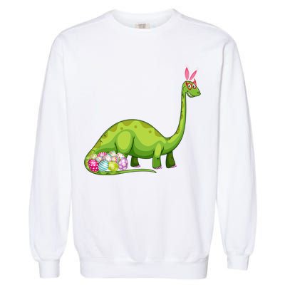 Brontosaurus Bunny Ears Egg Easter Day Dinosaur Dino Gift Garment-Dyed Sweatshirt