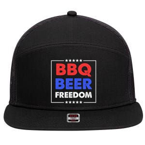 Bbq Beer Freedom Gift Bbq Beer Freedom Cute Gift 7 Panel Mesh Trucker Snapback Hat