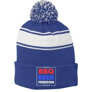 Bbq Beer Freedom Gift Bbq Beer Freedom Cute Gift Stripe Pom Pom Beanie