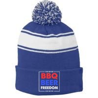 Bbq Beer Freedom Gift Bbq Beer Freedom Cute Gift Stripe Pom Pom Beanie