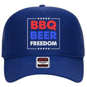 Bbq Beer Freedom Gift Bbq Beer Freedom Cute Gift High Crown Mesh Back Trucker Hat