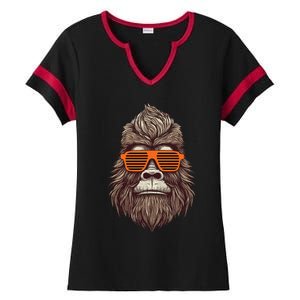 Bigfoot Birthday For Cool Striped Animal Theme Party Ladies Halftime Notch Neck Tee