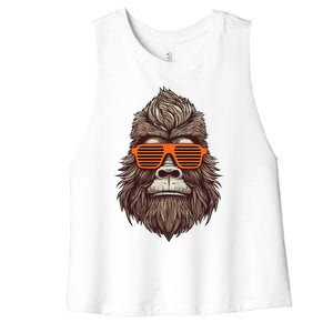 Bigfoot Birthday For Cool Striped Animal Theme Party Women's Racerback Cropped Tank