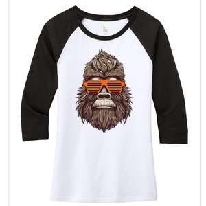 Bigfoot Birthday For Cool Striped Animal Theme Party Women's Tri-Blend 3/4-Sleeve Raglan Shirt