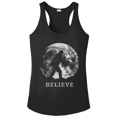 Bigfoot Believe Funny Sasquatch Yeti Full Moon Halloween Ladies PosiCharge Competitor Racerback Tank