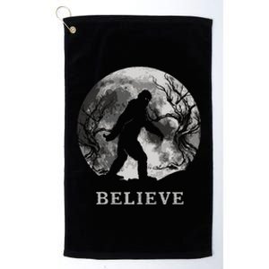 Bigfoot Believe Funny Sasquatch Yeti Full Moon Halloween Platinum Collection Golf Towel