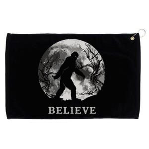 Bigfoot Believe Funny Sasquatch Yeti Full Moon Halloween Grommeted Golf Towel