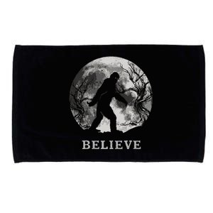 Bigfoot Believe Funny Sasquatch Yeti Full Moon Halloween Microfiber Hand Towel