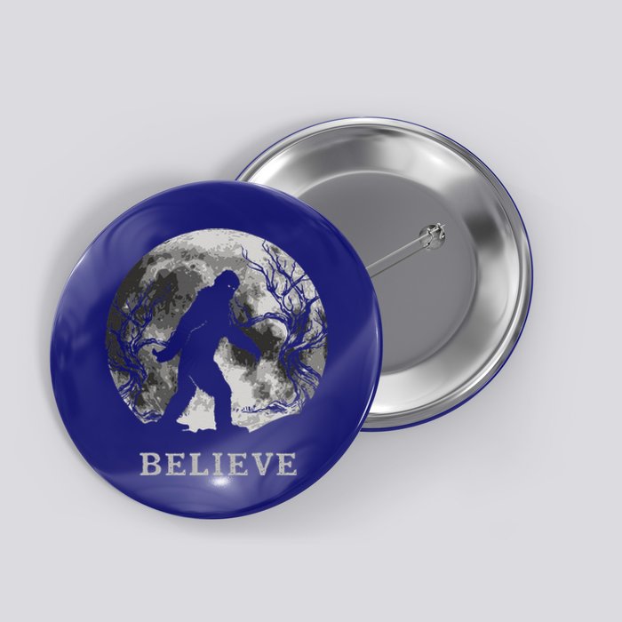 Bigfoot Believe Funny Sasquatch Yeti Full Moon Halloween Button