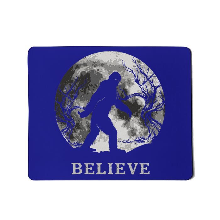 Bigfoot Believe Funny Sasquatch Yeti Full Moon Halloween Mousepad