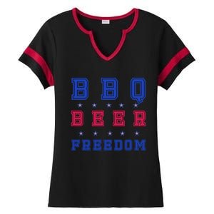 Bbq Beer Freedom Gift Ladies Halftime Notch Neck Tee