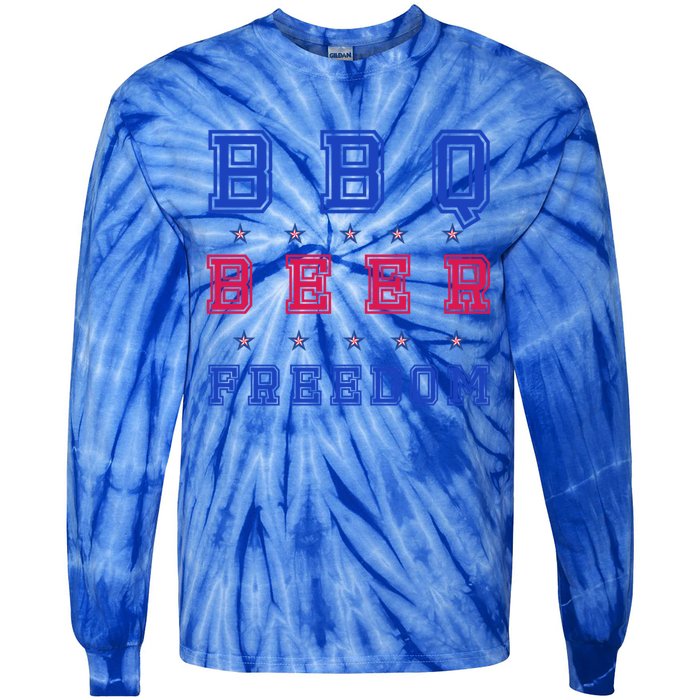 Bbq Beer Freedom Gift Tie-Dye Long Sleeve Shirt