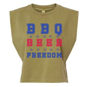 Bbq Beer Freedom Gift Garment-Dyed Women's Muscle Tee