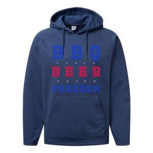 Bbq Beer Freedom Gift Performance Fleece Hoodie