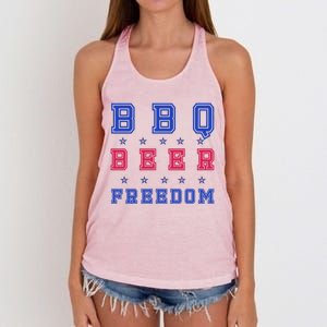 Bbq Beer Freedom Gift Women's Knotted Racerback Tank