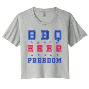 Bbq Beer Freedom Gift Women's Crop Top Tee