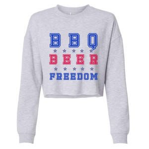 Bbq Beer Freedom Gift Cropped Pullover Crew