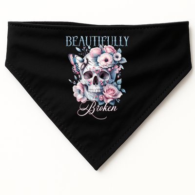 Beautifully Broken Funny Distressed Meme Christian Quote USA-Made Doggie Bandana