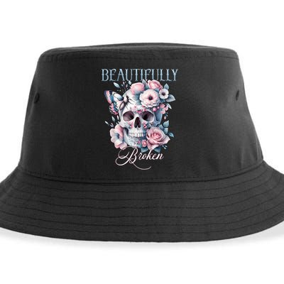 Beautifully Broken Funny Distressed Meme Christian Quote Sustainable Bucket Hat