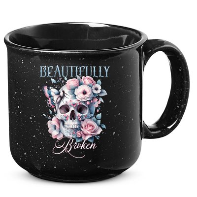 Beautifully Broken Funny Distressed Meme Christian Quote 15oz Campfire Ceramic Mug