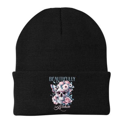 Beautifully Broken Funny Distressed Meme Christian Quote Beanie