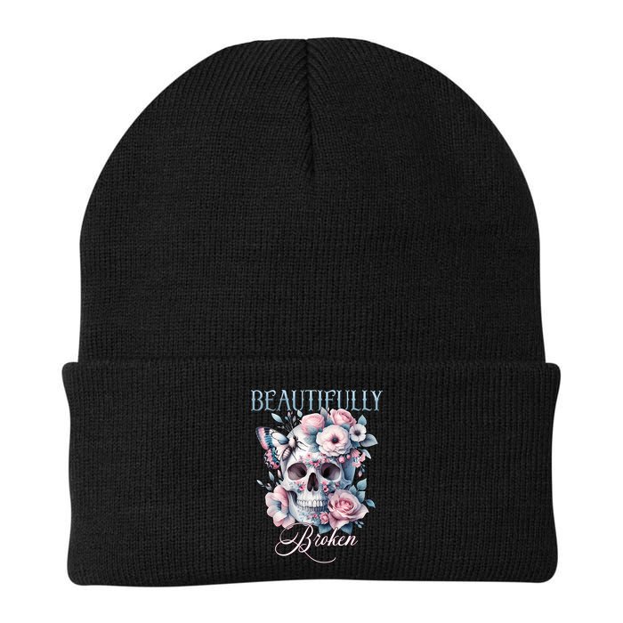 Beautifully Broken Funny Distressed Meme Christian Quote Beanie